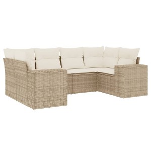 vidaXL 6 Piece Patio Sofa Set with Cushions - Beige and Cream - 1 of 4