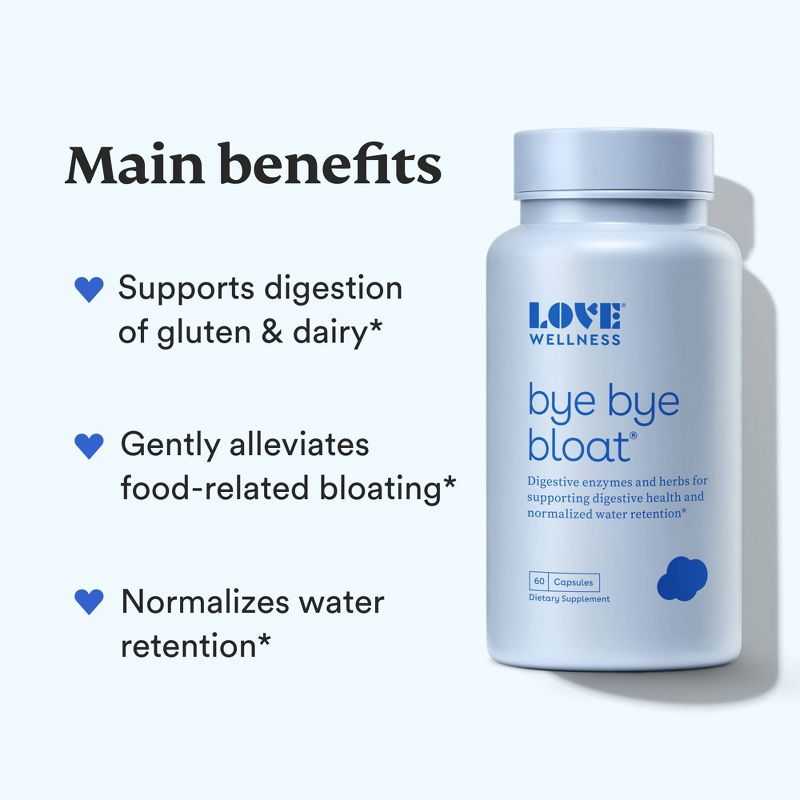 Love Wellness Bye Bye Bloat for Fast Bloating Relief - 60ct, 4 of 10