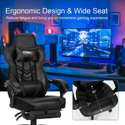 Black Adjustable Gaming Chair with Footrest and High Back