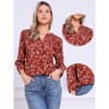 INSPIRE CHIC Women's V Neck Floral 3/4 Sleeve Smocked Front Button Up Casual Blouse - 2 of 4