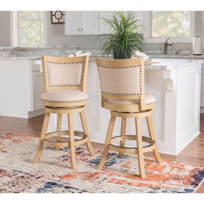 Gray Swivel Adjustable Wood and Metal Counter Stool
