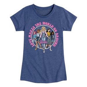 Girls' - Barbie - Love Makes The World Go Round Fitted Short Sleeve Graphic T-Shirt - 1 of 4
