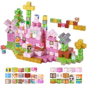 VEVOR Magnetic Blocks, 100 PCS Princess Castle Set, Magnetic Building Cubes for Kids, STEM Montessori Sensory Toys for Christmas Birthday Gift, Pink - 1 of 4