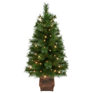 Puleo Set of 2 Artificial Battery-Operated Pre-Lit Potted Washington Pine Trees - 1 of 4
