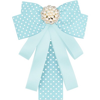 INSPIRE CHIC Women's Shirt Decoration Polka Dots Bow Ties Ribbon Brooch Pin 1 Pc