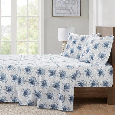 Blue Palmetto Cotton Percale Full Sheet Set