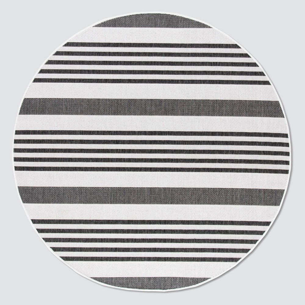 6'7inX6'7in Round Gaylene Outdoor Rug Light Gray/Charcoal - Safavieh