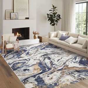 Faux Wool  Modern Abstract Machine Washable Area Rug Non Slip Soft Floor Carpet Low Pile Rug Foldable Nursery Rug for Bedroom - 1 of 4