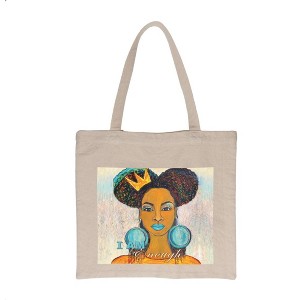 15x17" Tote Bag I AM ENOUGH Text – Natural Cotton by Manual Woodworkers and Weavers - 1 of 3