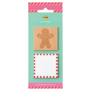 Post-it 2pk Jingle Notes Gingerbread Man 1.9"x1.9" Holiday Sticky Note Pads 25 Sheets Each - 1 of 4