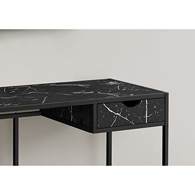 Modern Industrial 42'' Black Marble-Look Home Office Desk with Drawer