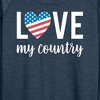 Women's - Instant Message - Love My Country Lightweight French Terry Wide Neck Long Sleeve Graphic Shirt - 2 of 4