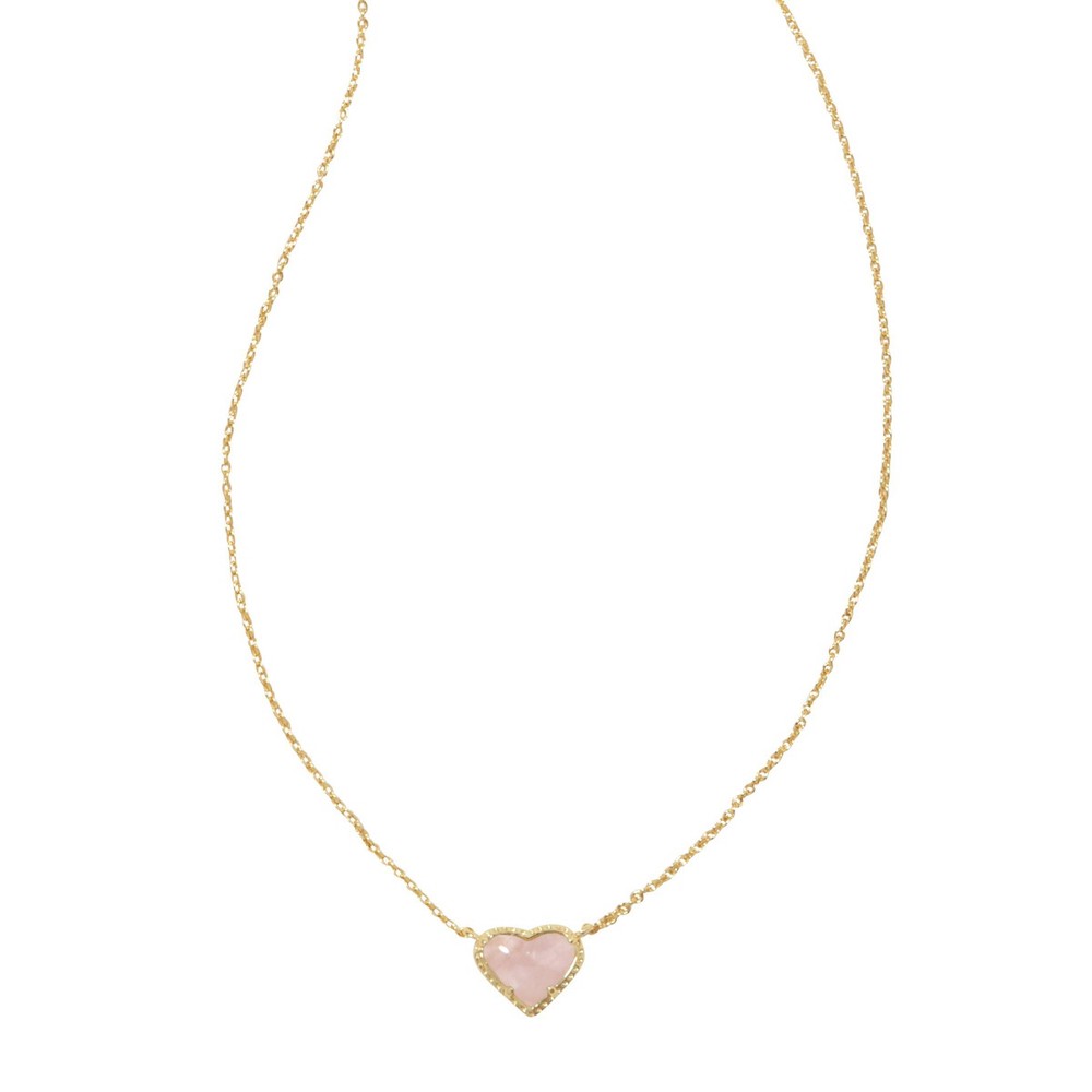 Photos - Pendant / Choker Necklace KENDRA SCOTT Anna 14K Gold Over Brass Pendant Necklace - Rose Quartz 