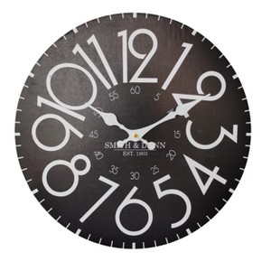 VIP Wood 13.5 in. Black Large Numbered Wall Clock - 1 of 2