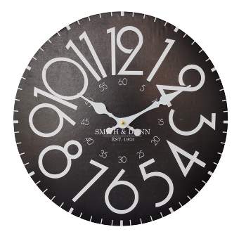 VIP Wood 13.5 in. Black Large Numbered Wall Clock