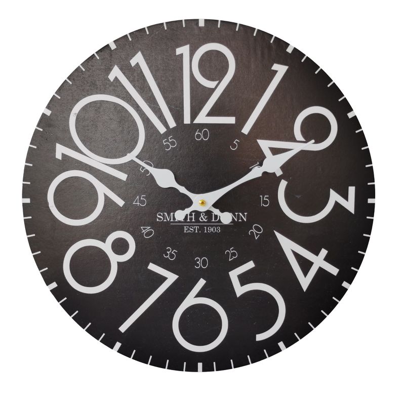 VIP Wood 13.5 in. Black Large Numbered Wall Clock, 1 of 2