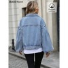 Women's Denim Jackets Long Sleeve Loose Fitted Jean Jacket Coats With Pocket - 4 of 4