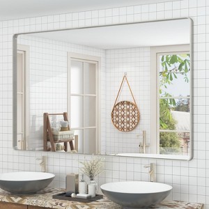 KIOTEE Rectangular Aluminum Alloy Framed and Tempered Glass Wall Bathroom Vanity Mirror in Matte Black - 1 of 4