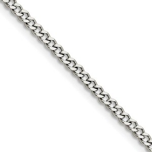 Black Bow Jewelry 3mm Stainless Steel Flat Curb Chain Necklace - 1 of 4