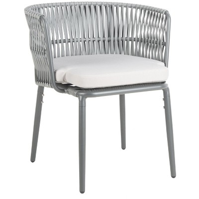 Gray Rope and Aluminum Outdoor Dining Chair with Cushions