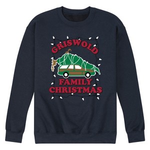Men's - National Lampoon - Christmas Vacation Holiday Lights Tree with Car Graphic Fleece Sweatshirt - 1 of 4