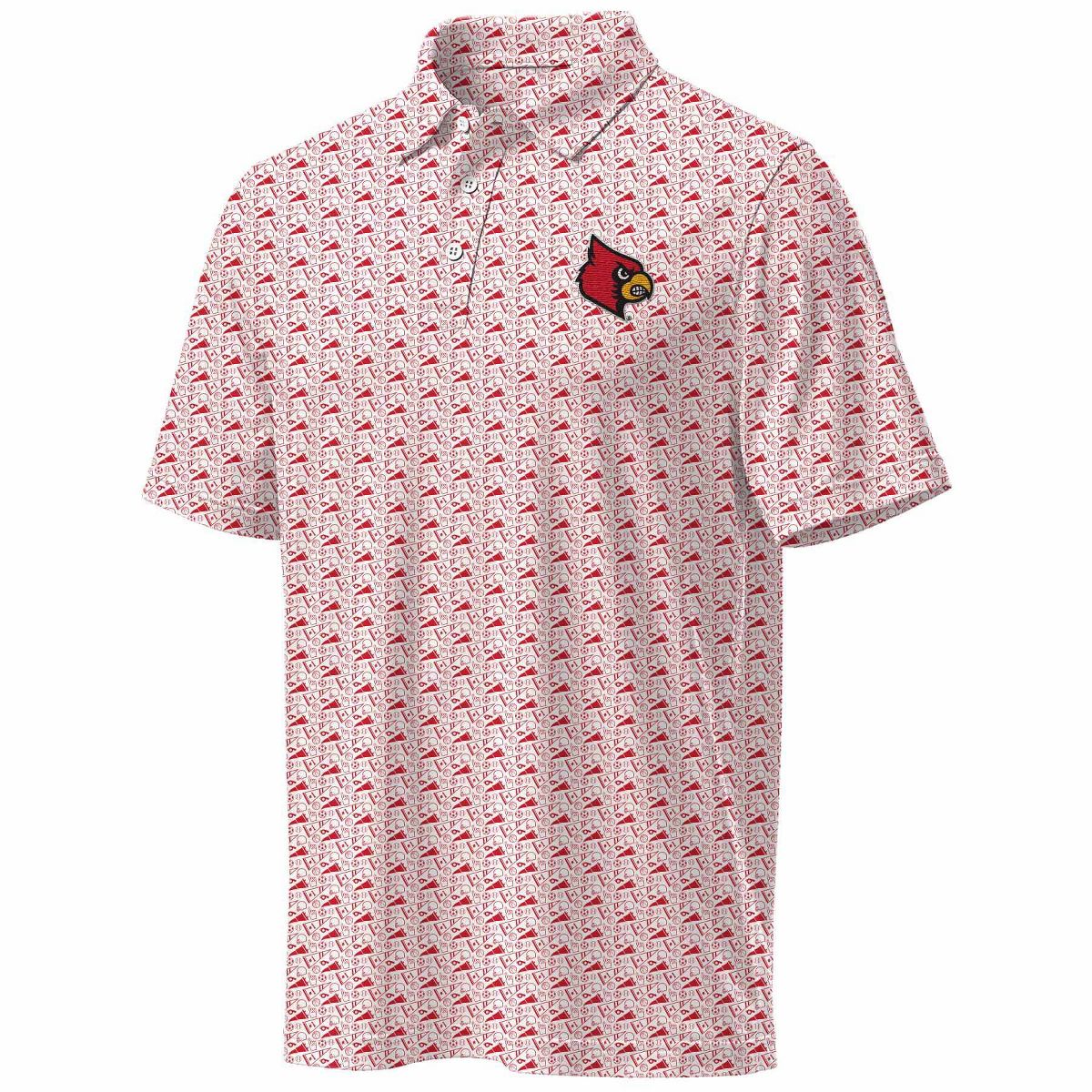 NCAA Louisville Cardinals Men's All Over Polo Shirt