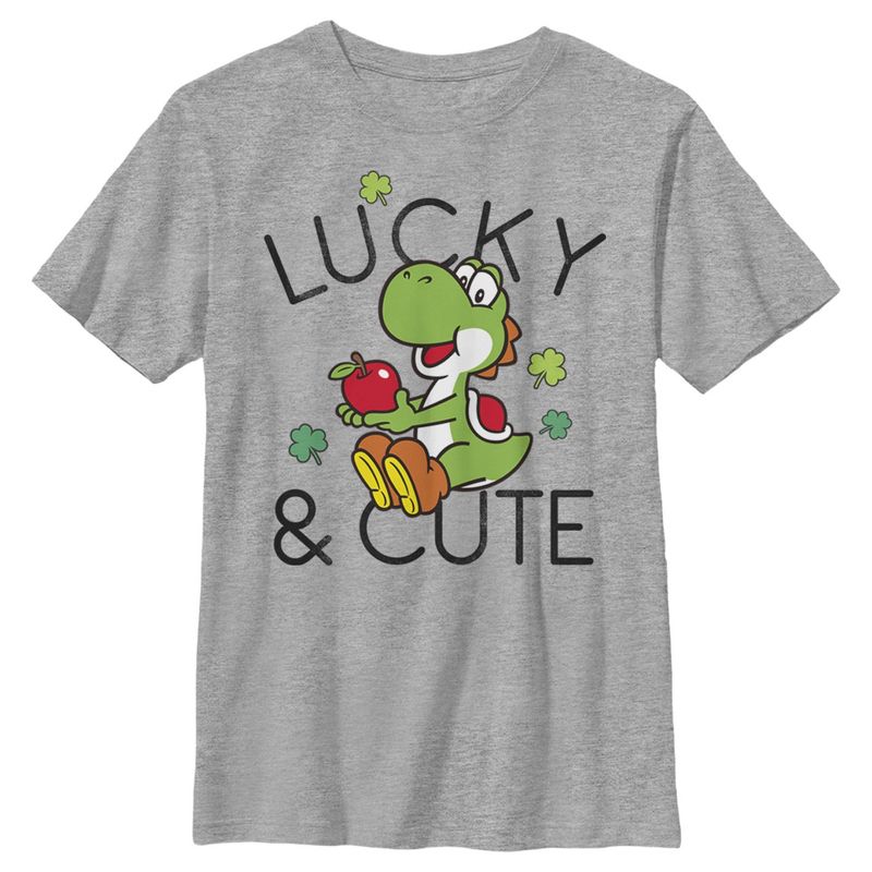 Boy's Nintendo Super Mario Yoshi St. Patrick's Lucky and Cute T-Shirt, 1 of 5