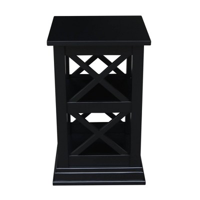 Elegant Hampton Solid Hardwood Accent Table with Shelves - Black