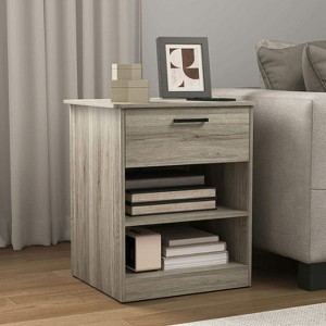 Resenkos Wood Nightstand With Charging Station, Bedside Table With Wood Drawers And Open Shelf, Night Stand With Storage For Bedroom, - 1 of 4