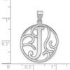 Black Bow Jewelry Rhodium Plated Sterling Silver Fancy Script Initial A-Z Pendant, 20mm - 4 of 4