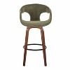 LumiSource Set of 2 Curva Barstools Walnut Wood/Green Fabric - 3 of 4