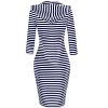 Women's Casual Long Sweatshirts 3/4 Sleeve Hooded Bodycon Dress with Kangaroo Pocket - 2 of 4