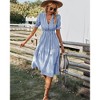 Women's Short Sleeve Striped Dress | Rustic Cottagecore A-Line Midi Dress - 4 of 4