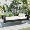 VisioGear Twin Size Porch Swing Bed Seating Group, Patio Wood Swing Frame with Hemp Ropes for Garden, Backyard, Black, 85.8"*41.3"*17.7" - 2 of 4