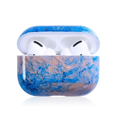 Infinite Curiosity Case Compatible with AirPods Pro - Soft Glossy Marble Skin Cover, Gray Blue
