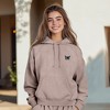 Dalix Butterfly Embroidery Washed Sweatsuit Set Hoodie Jogger Soft Fleece Relaxed Fit Lounge Womens in Zinc L Large - 4 of 4