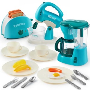 Joyfy Play Kitchen Toys, Pretend Play Kitchen Appliances Toy Set with Coffee Maker, Mixer, Toaster, Birthday Gift for Kids Ages 2 3 4 5, Blue - 1 of 4