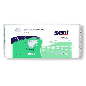 Seni Super Plus Adult Incontinence Brief L Heavy Absorbency Breathable / Overnight, S-LA25-BP1, Severe - 1 of 4