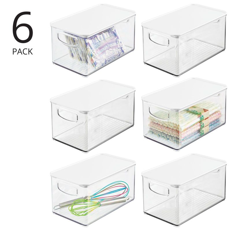 mDesign Plastic Deep Kitchen Storage Bin Box, Lid/Handles, 2 of 10
