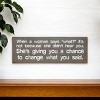 Slickblue When a Woman Says What Sign, 3.5x10 Funny Relationship Quote Plaque, Rustic Knotty Pine Wall or Shelf Decor - 3 of 3
