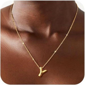 Sterling Silver Balloon Letter Necklace Satellite Bead Chain Personalized Gift - 1 of 4