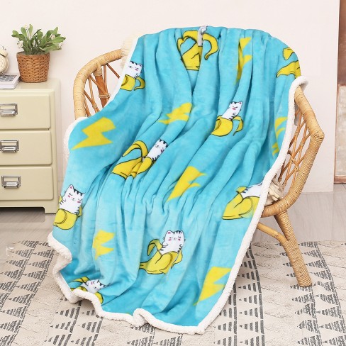 Cat print fleece cheap blanket