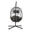 GlasFlength Patio Seating Sets Steel，Garden，Balcony and Outdoor Hanging Egg Chair With Iron Frame, Grey, 39.3"*37"*74.8" - 3 of 4