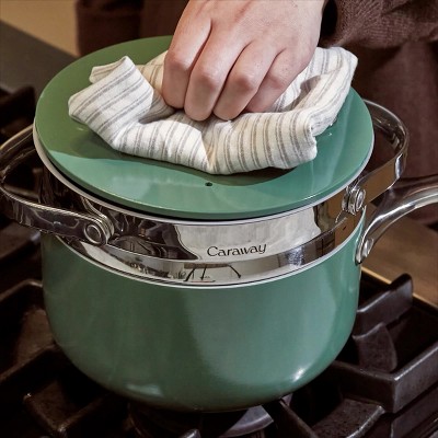 Caraway Silver Nonstick Stainless Steel Steamer with Handles