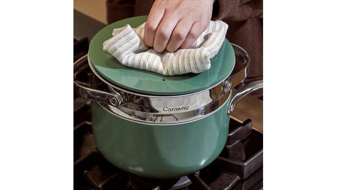 Caraway Home Nonstick Stainless Steel Steamer Silver, 2 of 6, play video
