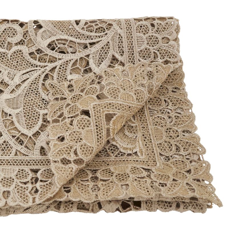 Saro Lifestyle All Over Venice Lace Runner, Ecru, 15" x 66", 2 of 4