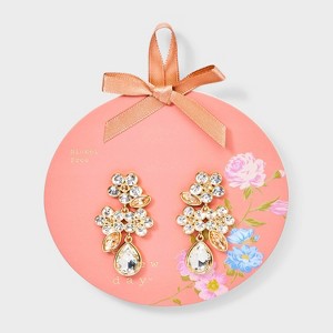 Floral Crystal Drop Earrings - A New Day™ - 1 of 3