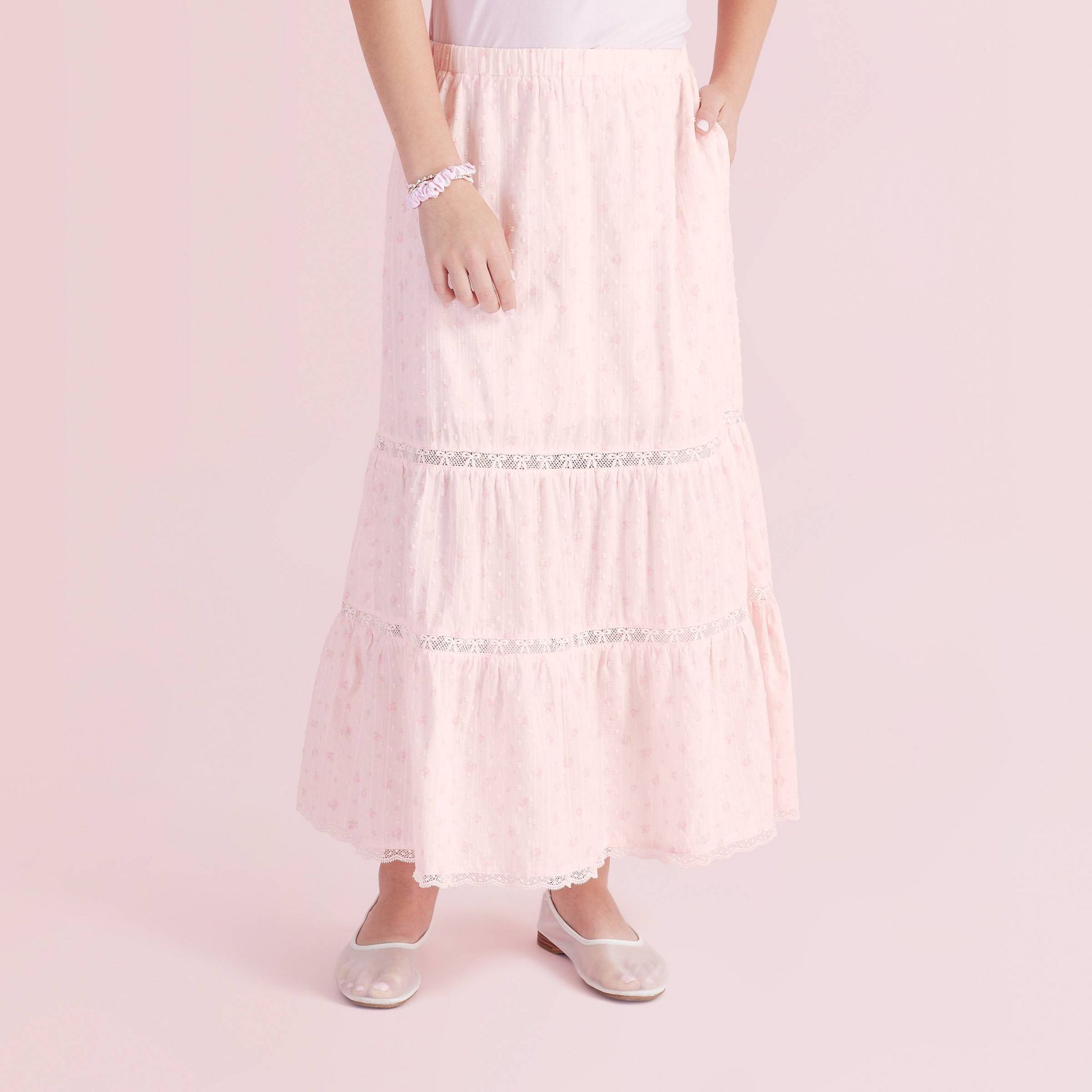 Girls' Isla Blooming Heirloom Ditsy Tiered Maxi Skirt - LoveShackFancy x Target Light Pink