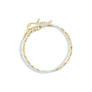 Ross-Simons 10.00 ct. t.w. Aquamarine Bead and 18kt Gold Over Sterling Lumachina-Chain Jewelry Set: 2 Anklets Size 9 - 1 of 4