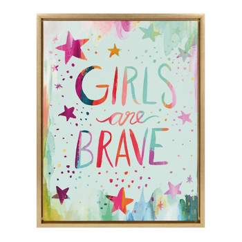 18" x 24" Sylvie Girls are Brave Framed Canvas Wall Art by Ettavee Gold - Kate and Laurel